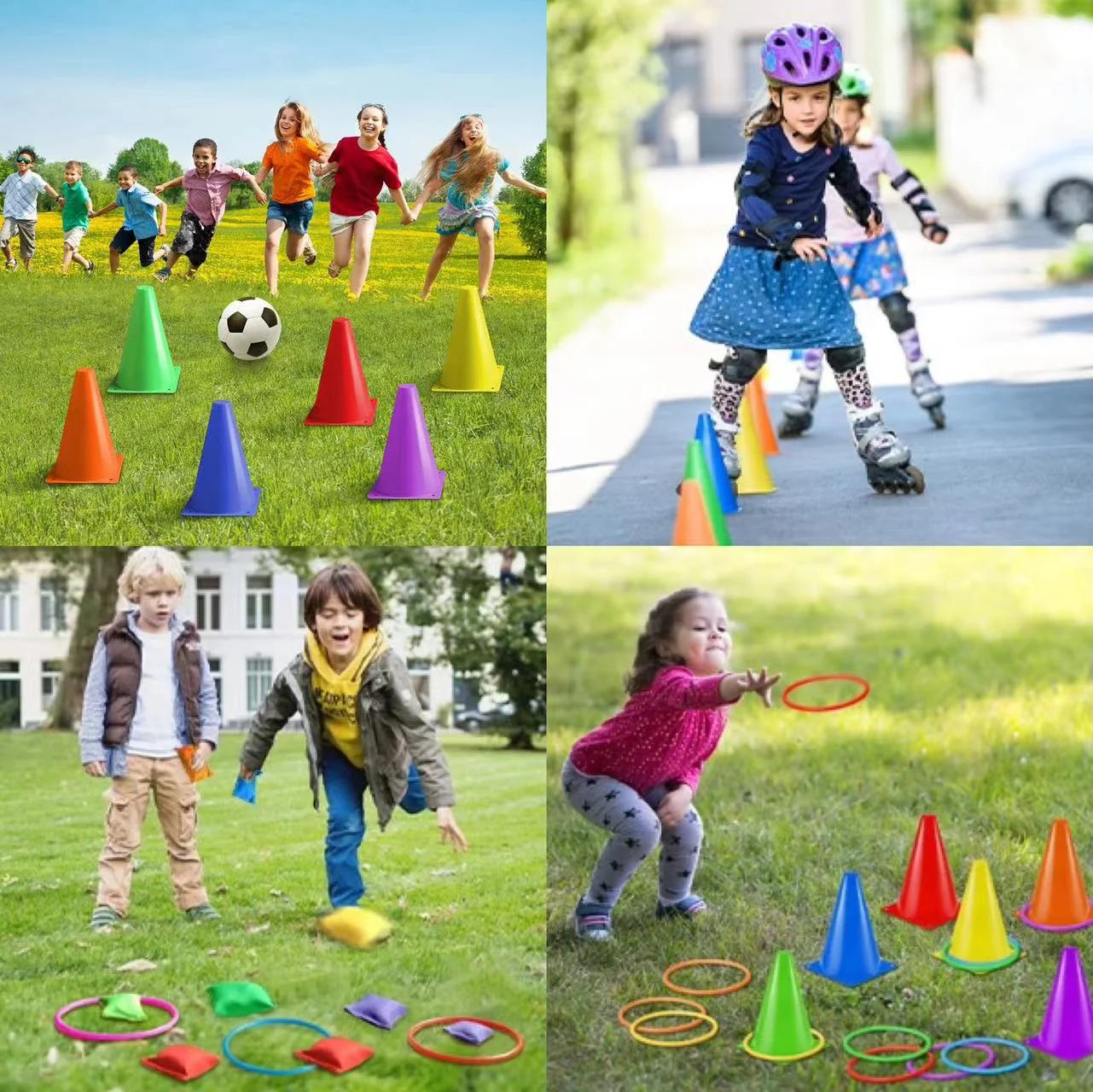 3 in 1 Carnival Games Set, Soft Cones Bean Bags Ring Toss Games for Kids Birthday Party Outdoor Games Supplies Combo Set 32 PCS