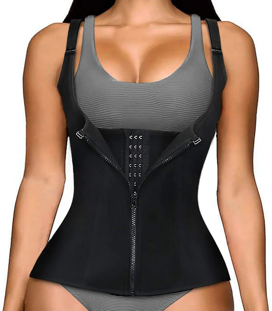 Sweat Waist Trainer for Women Neoprene Sauna Tank Top Zipper Vest Workout Sport Double Compression Girdle