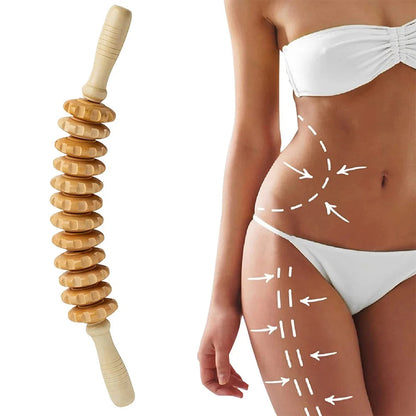Wood Massage Roller Wood Therapy Massage Tools Body Roller Cellulite Roller Fascia Blaster Wooden Massager for Lymphatic Drainage, Maderoterapia, Pain Relief(Curved)